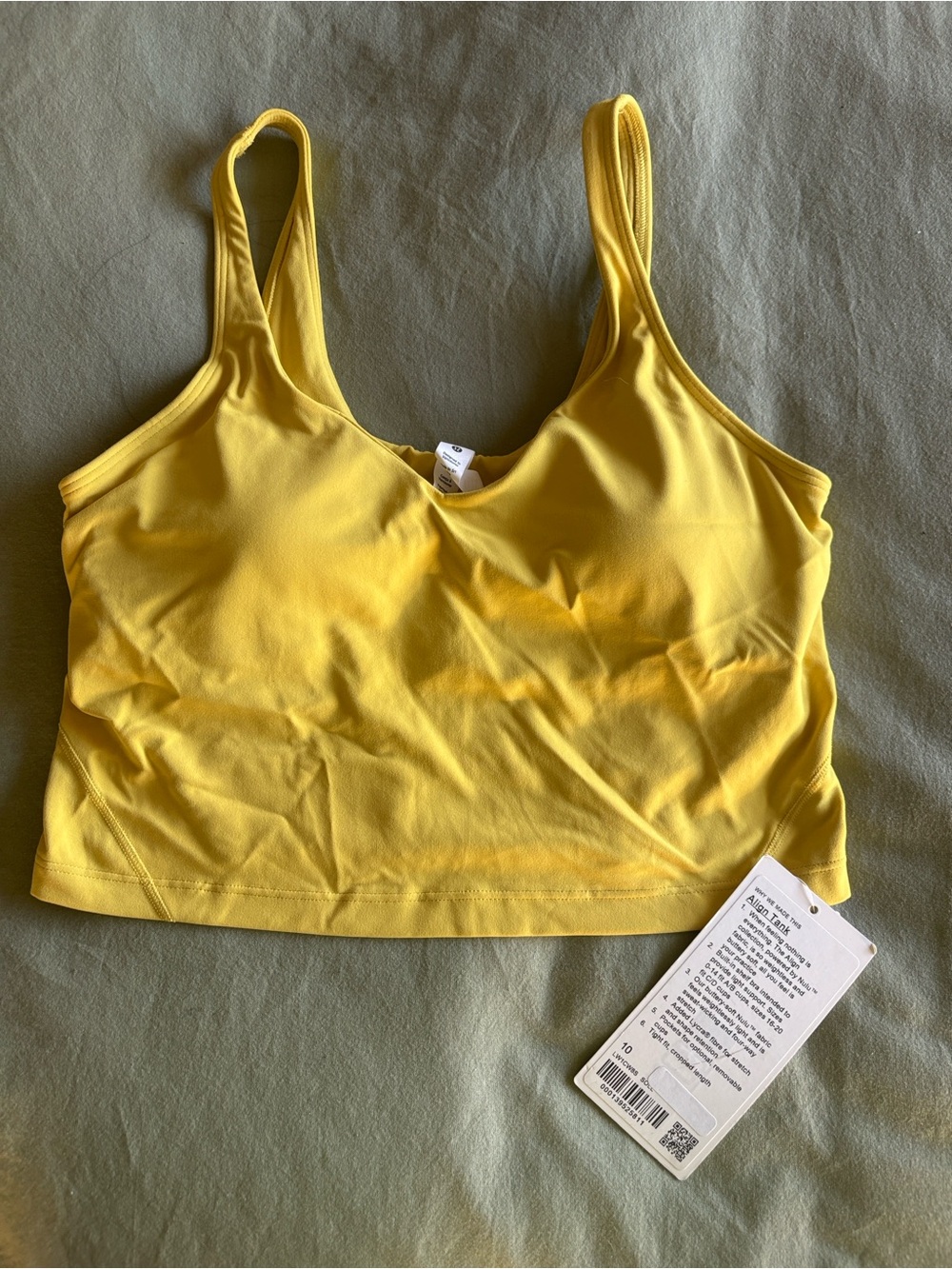 lululemon athletica Align Yellow Crop Tank Top. Never worn , with tags .
